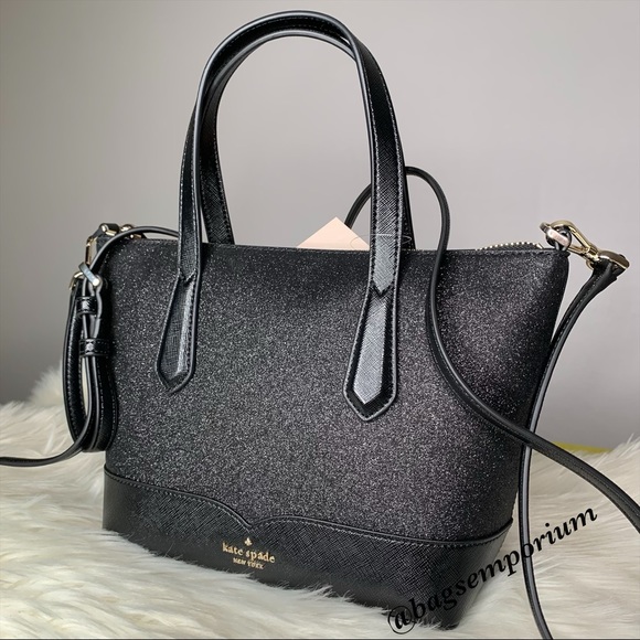 Kate Spade Black Glitter Satchel Crossbody Bag - Picture 7 of 9